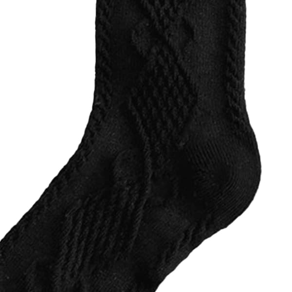 Bomuldsstrømper til børn, behagelige, varme, retro preppy mid-calf strømper til vinter efterår, sorte M