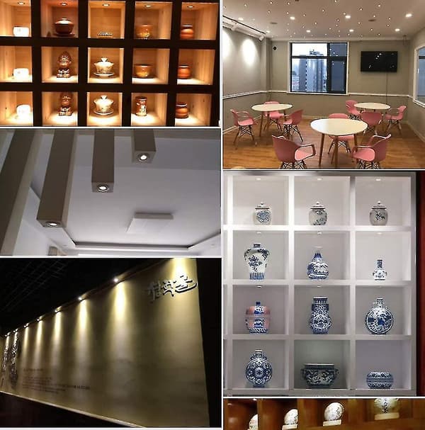 Sorte 9 stk. Mini 12V 1W LED Indbyggede Spotlights IP65, 3000K (120, Varm Hvid).