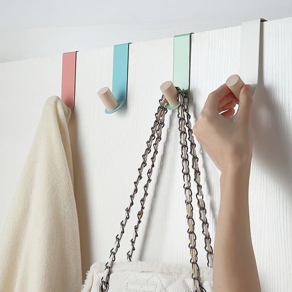 Stainless Steel Wardrobe Door Hooks Without Drilling (5 Pieces, White)
