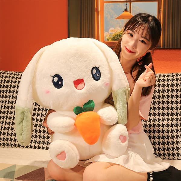 Rabbit Plush Doll, Easter Carrot White Rabbit Plush Animal Soft Cute Jackrabbit Plush Toy Girls Easter Gift 50cm