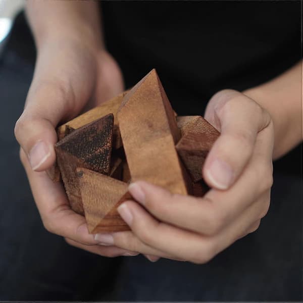 Wooden Star Cube Puzzle - Logic Game for Adults, Kids, and Teens