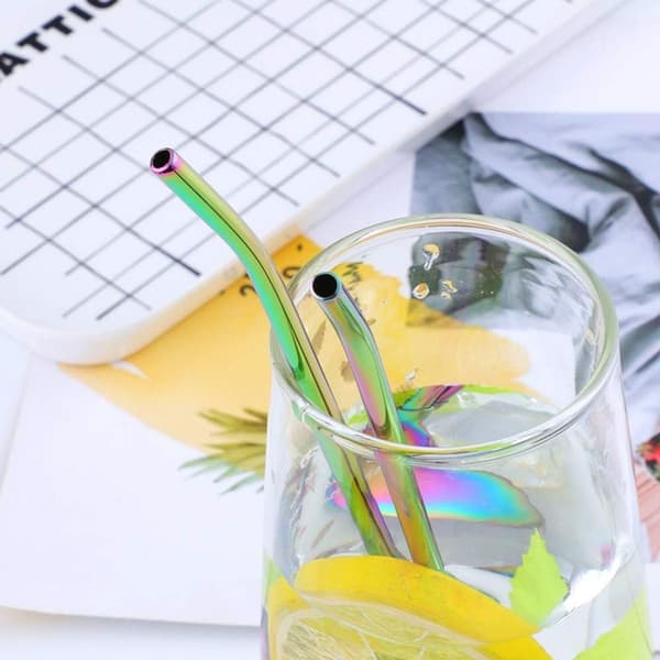 Drinking Straws, Spoons, Stainless Steel Drinking Straws with Spoons