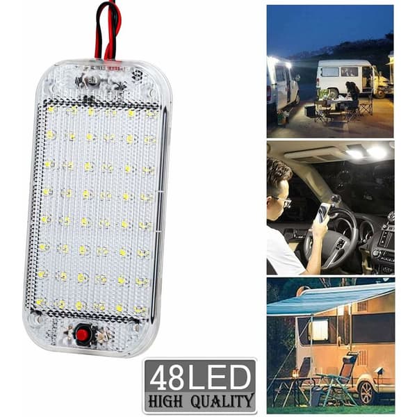 2-pack LED-innerbelysning 12V-85V 48 LED-innerbelysning för bil, husbil, lastbil, båt, husvagn KLB