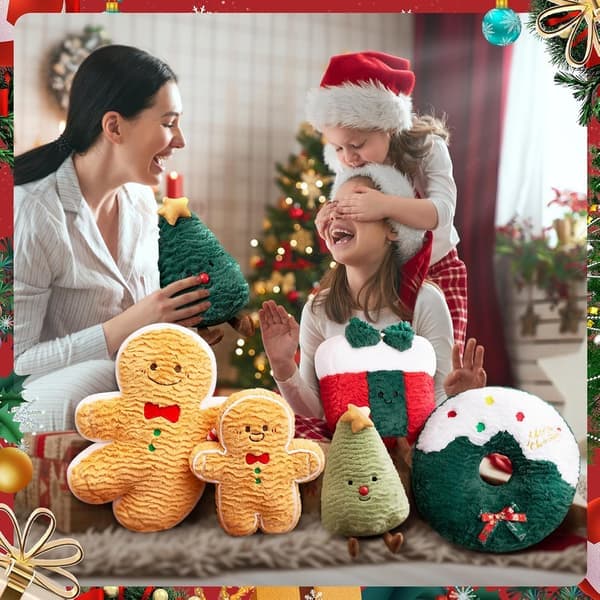 Julkudde Dockleksaker Inomhusdekoration Julgran Midjekudde Julklapp Soffa Pepparkaksgubbe Bekväm Kudde