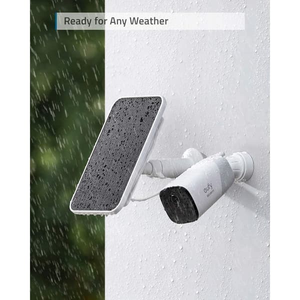 eufy Security-sertifisert solcellepanel, kompatibelt med eufyCam-kamera, kontinuerlig lading, 2,6W solcellepanel, IP65 værbestandig