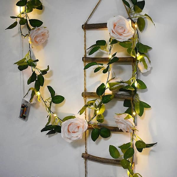 Fargerike Rose String Lights Kunstig Blomsterkrans med LED-lys