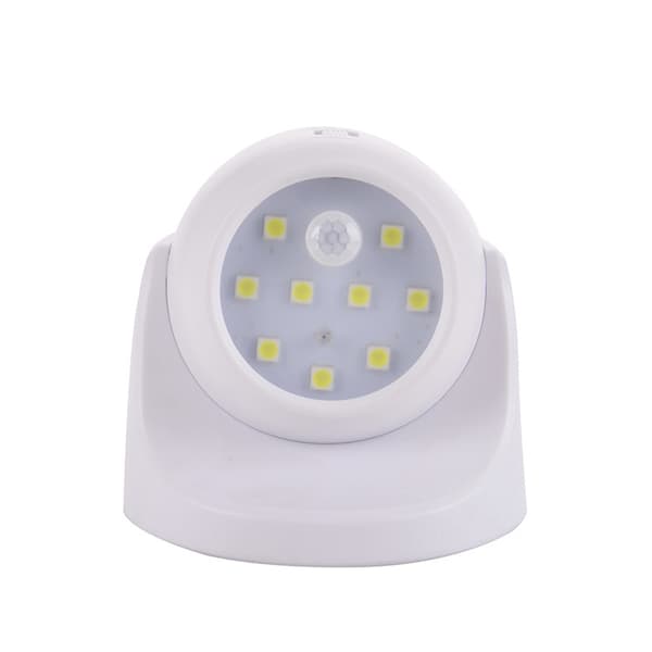 White Motion Sensor Outdoor Wall Light 1000 Lumen LED Outdoor Lamp Cordless Battery Powered Lighting Rotating