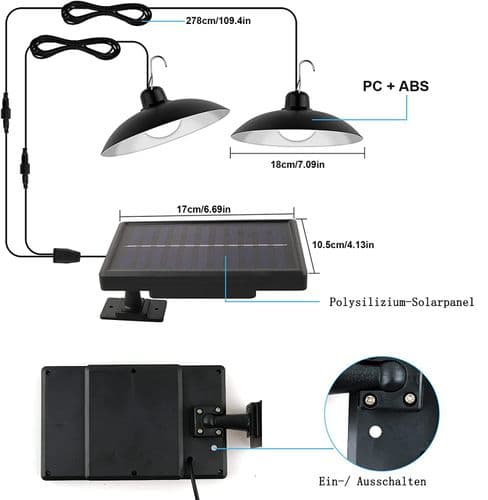 Solcellelamper for utendørs, 2 stk. solcellelamper for utendørs