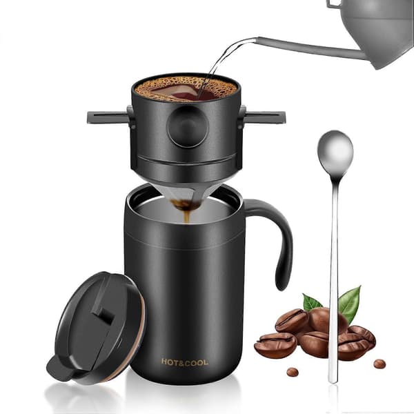 16oz Camping Kaffebrygger Pour Over Kaffebrygger Sæt, Camp Pour Over Sæt, Bærbart Kaffesæt til Rejser, Camping, Kontor, Backpacking