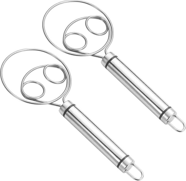 Deigvisp - 2 stk - Deigvisp - Blanding og visping - Dansk visp - Deigblander - Spiralvisp - Visp deig - Eggvisp - Dobbel ring