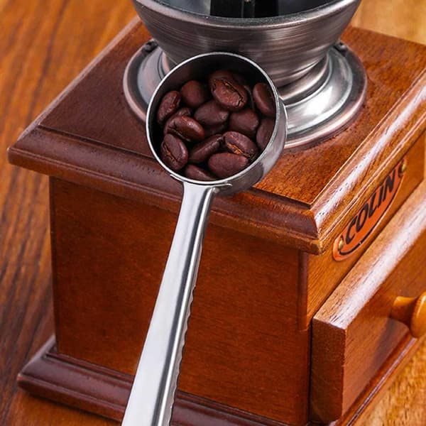 7-tommers kaffeske med poseklemme, kaffeske-måling, til malet kaffe