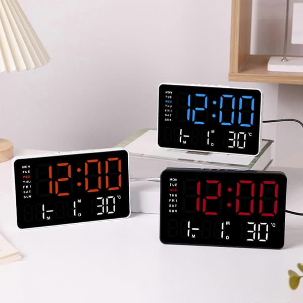 10,5 tommer LED-ur Stort Display Flere Farvemuligheder Dato, Temperatur og Alarmfunktion til Studerende og Professionelle