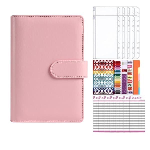 Budgetmappe med lynlås, budgetkuvert, pink