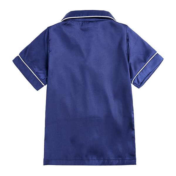 Satin Pyjamas Set i Siden, Kortärmad, Barnkläder för Sovkläder blå blue 130 blue 130