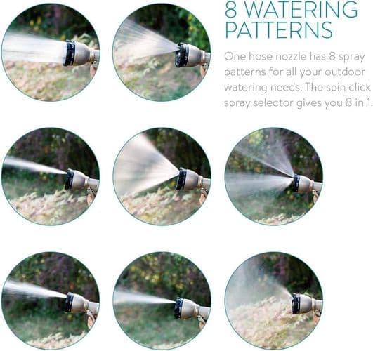 Garden Hand Shower, Metal Garden Shower with 8 Spray Patterns, Multifunctional