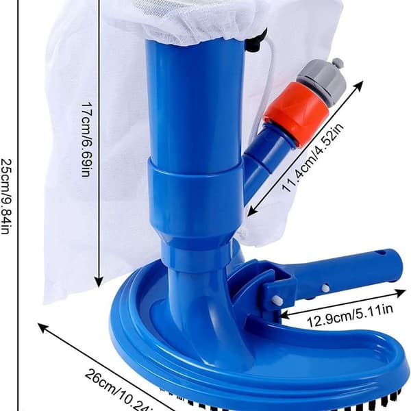 Mini Jet Pool Vacuum Cleaner with Portable Quick Cleaning Suction Nozzle with Brush and Scrubber