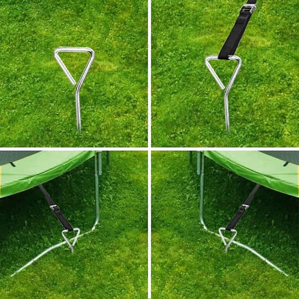Trampolinefeste, 4 deler Trampolinefester, Spiralankere for Trampoliner, Husker, Lysthus, Lekestuer [DB]