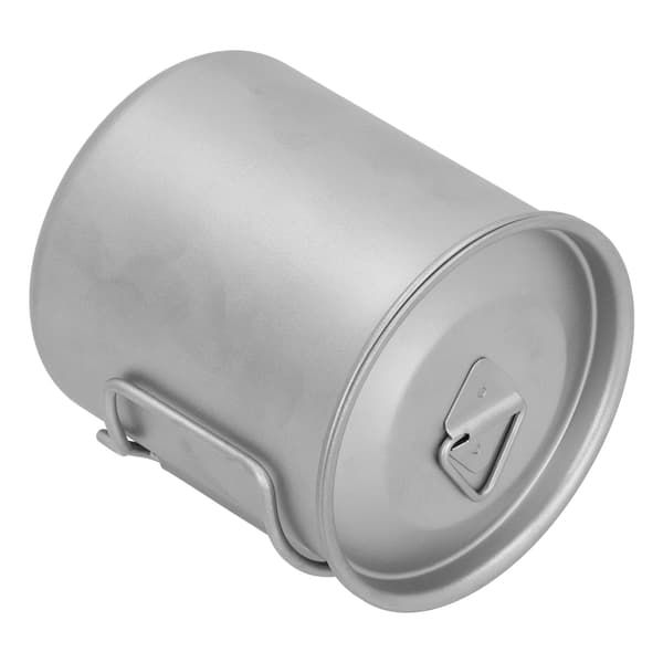 Outdoor Drinking Cup with Foldable Handle Titanium Mug with Lid for Camping Cooking 450ML