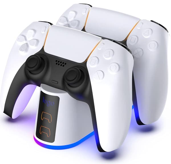 PS5-opladningsstation, opladningsstation til PS5-controller med justerbart lys