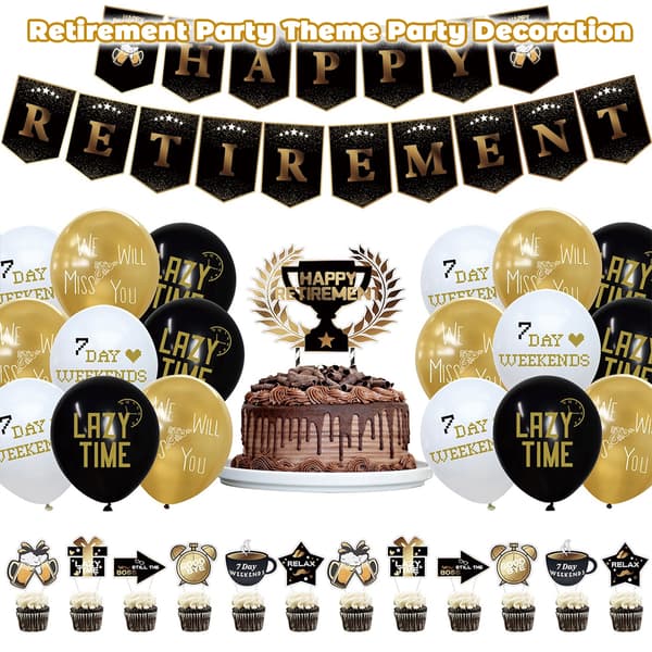 Retirement Party Theme Pull Flag Emulsion Balloons Package Party Decoration Set 1 Set 1