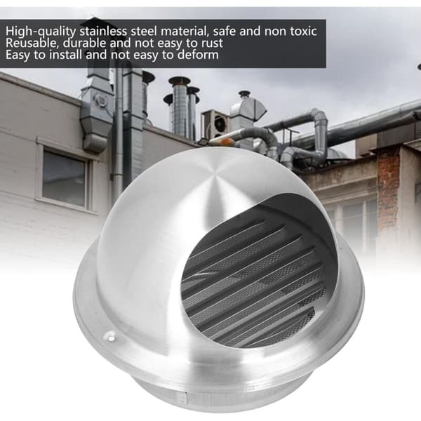 304 Rustfritt Stål Kuleformet Ventilasjonshette, Avtrekksvifte, Rund Luftventilutløp 160mm