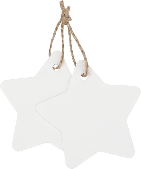 100 stk Kraftpapir Gavemærker Stjerneform 6cm til Jul/Bryllup