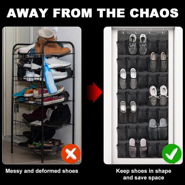 Wall-mounted shoe rack, hanging shoe storage with 35 large pockets, hanging storage over the door, foldable shoe rack wi