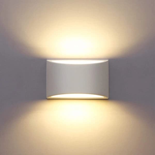 Indoor Wall Lamp, White LED Wall Light 7W Warm White Modern Plaster