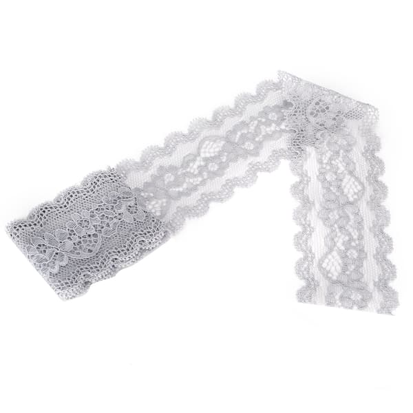 Floral Pattern Lace Ribbon Decorate Design Clothes Craft 10 Yard 5.5cm Width Grey