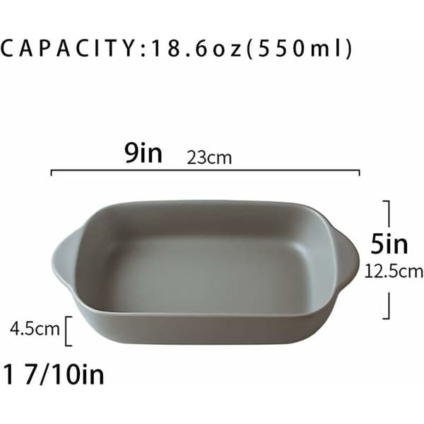 Liten rektangulær keramisk form for grateng - 23 x 12,5 cm (550 ml)