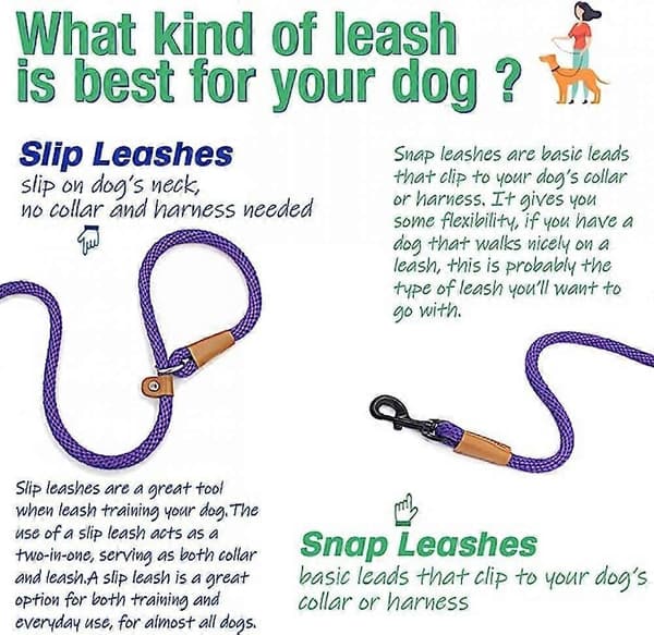 Dog Leash Leash Strong Heavy Duty Braided Dog Training Leash No-Pull Training Leash Leash for Medium Large Dogs-Purple
