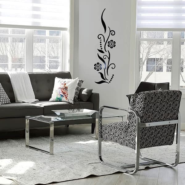 3D Blomma Akryl Väggdekal Svart för Sovrum Vardagsrum Soffa