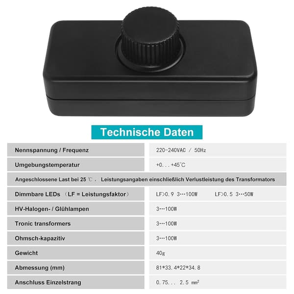 LED Light Dimmer, Smart Button Switch and Dimmer, 220-240V / 5