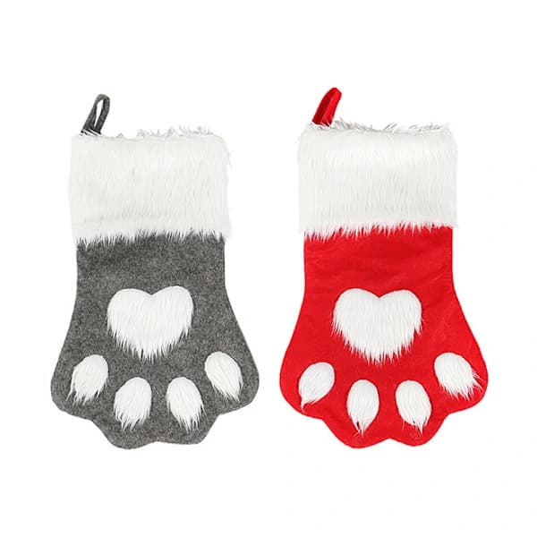 |NN|2 pcs Christmas Stocking Hanging Stuffed Christmas Boot 3D Dog Pa【CO】