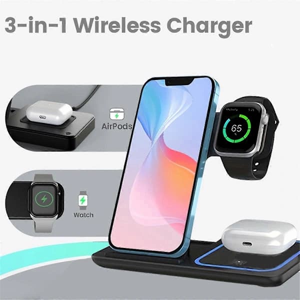 15W Trådløs Oplader LED-Lampe Telefonholder Stativ Rosa