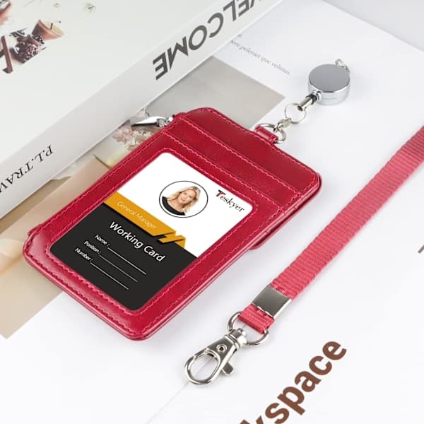 Card Holder with Retractable Lanyard, ID Card Holder with Zipper