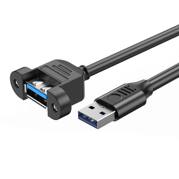 USB 3.0 Extension Adapter Cable with Panel Mount Screws 5Gbps USB 3.0 Extension Cord for Industrial Computer PC 1.5m straight head 1.5m straight head