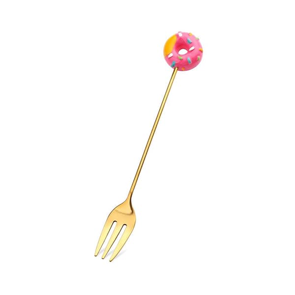 Ske og gaffel i rustfrit stål til donuts, is, kage, dessert, kaffe Rosarød Rose red Fork Rose red Fork