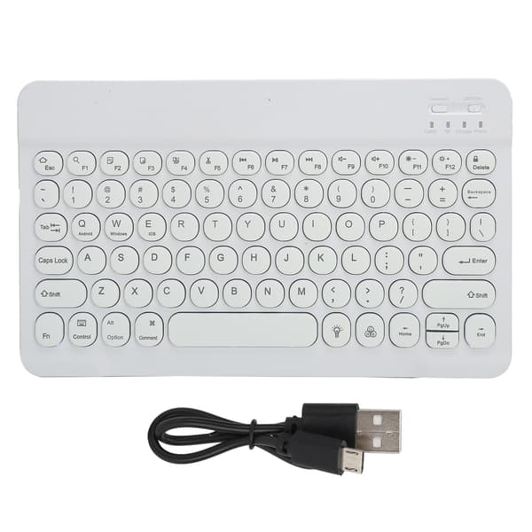 Trådløst tastatur 10 tommer RGB-baggrundsbelyst bærbart tastatur med runde taster til tablet, telefon, bærbar computer, pc-computer