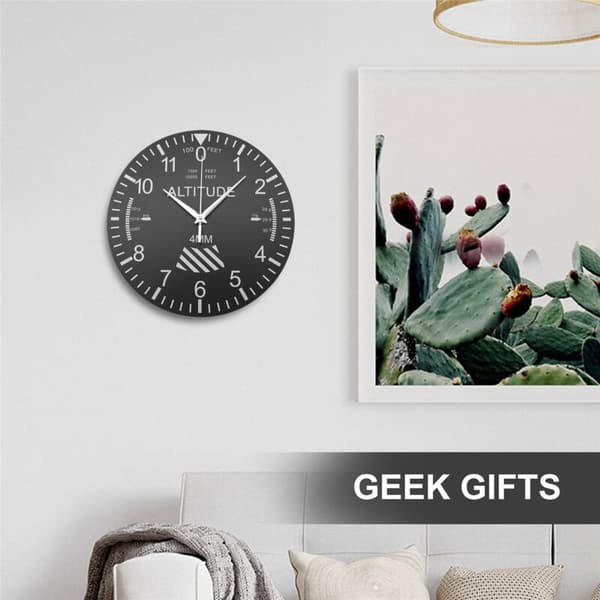 Altimeter Wall Clock Tracking Pilot Airplane Aircraft Altitude Measurement Wall Clock Modern Classic Instrument Home Decor