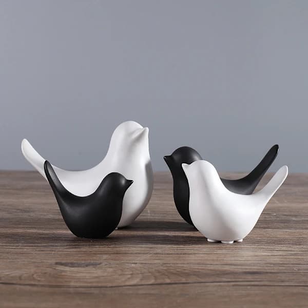 Small White Animal Statues Home Decor Modern Style Black Decoration