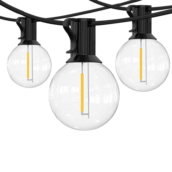 10m Udendørs Lyskæde - Varmhvide G40 LED-pærer, Kan sammenkobles, Brudsikker IP44, Sort