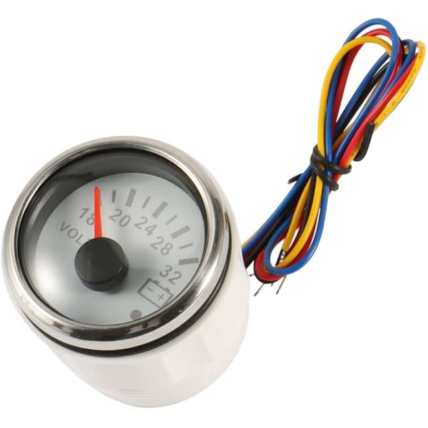 Motorcykel Voltmeter Måler 8-16 Volt Campingvogn Båd Auto Reservedele Måler Hvid 52Mm