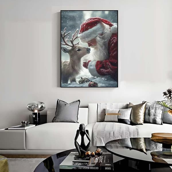 5D Jul Diamantkunstkit Julemand Rensdyr Rund Fuld Bor 12x16in DIY Maleri [Ho]