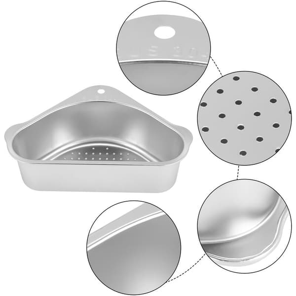 Sink Drain Basket Suction Cup Drain Shelf Triangular Sink Corner Shelf Holder