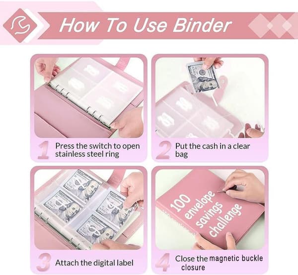 Money Saving Folder - Saving Folder - Piggy Bank - Save - Pink