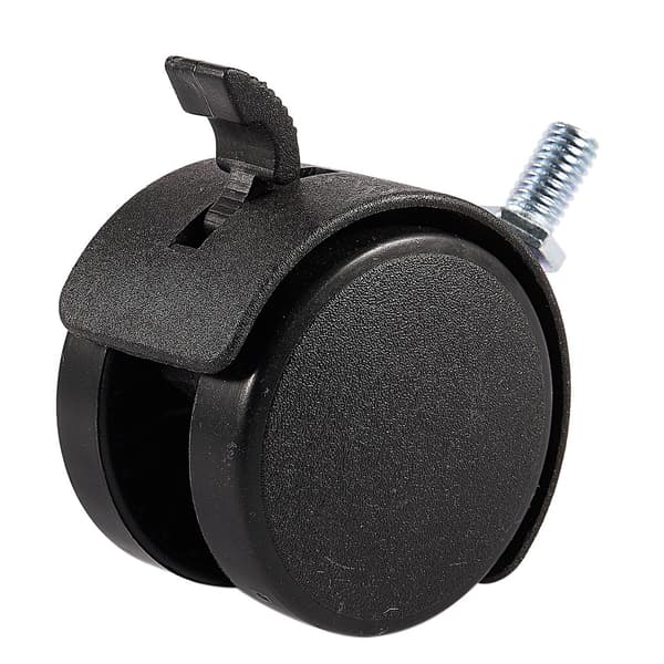Møbeldrejbart låsbart hjul med 8 mm skruestamme, 2-tommer diameter, sort