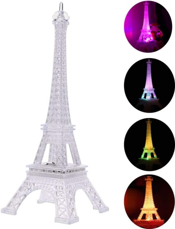 Lysende Eiffeltårn Farverig LED Natlampe Romantisk Paris Tårn