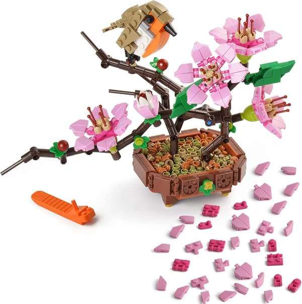 (573 dele) Blomstrende Bonsai-træ til piger Byggeklodser, Mini Flow