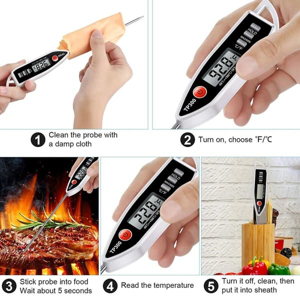 Digital Water Thermometer for Liquids, Light, Instant Reading with White